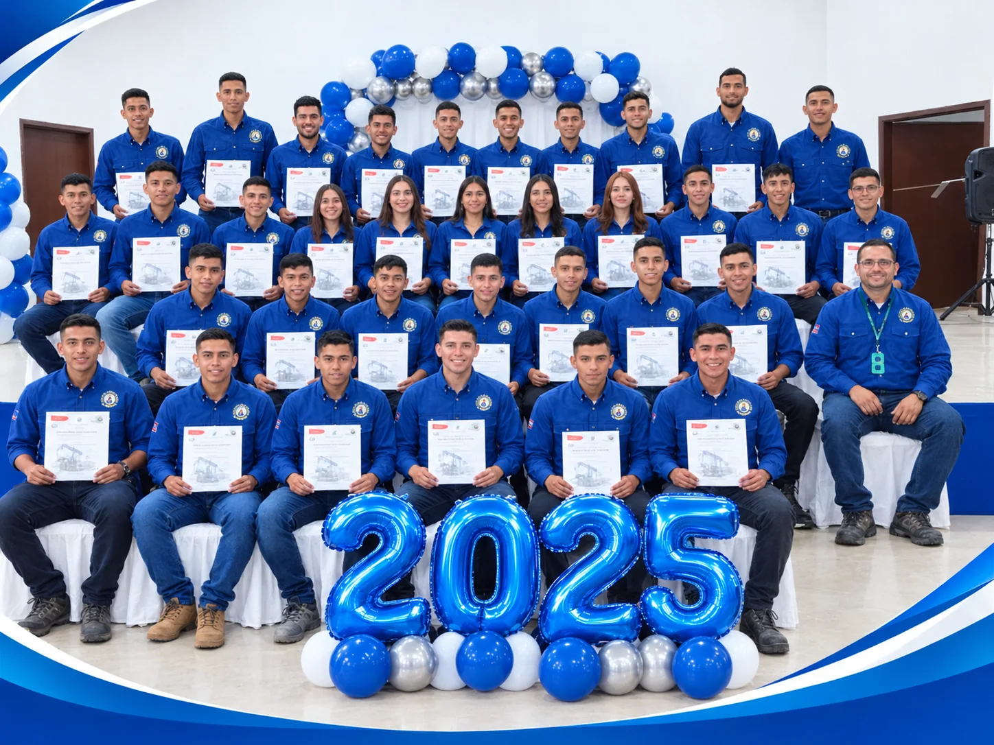 Graduandos de la promoción 2025 con sus diplomas en la ceremonia de grado